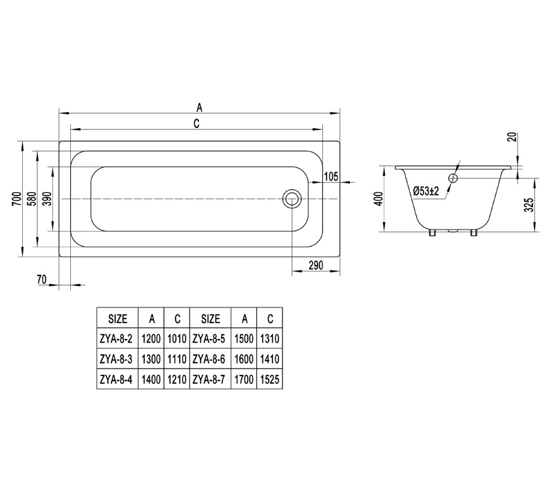 Cast Iron Bathtub ZYA-8