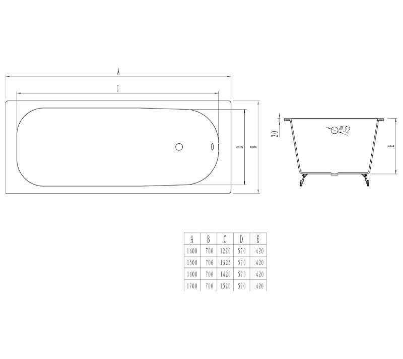 Goten Vacuum casting cast iron bathtub