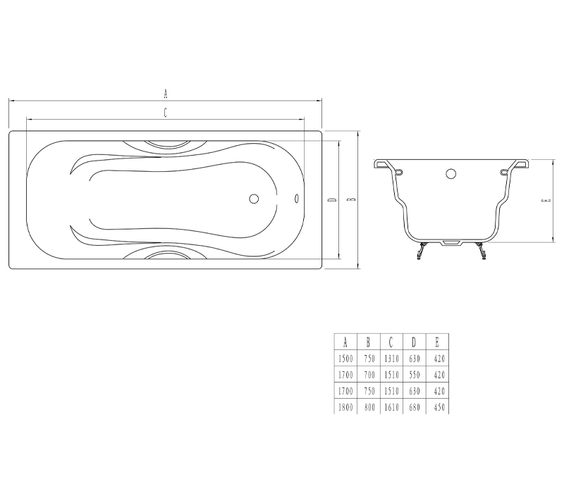 Massi Vacuum casting cast iron bathtub with handles