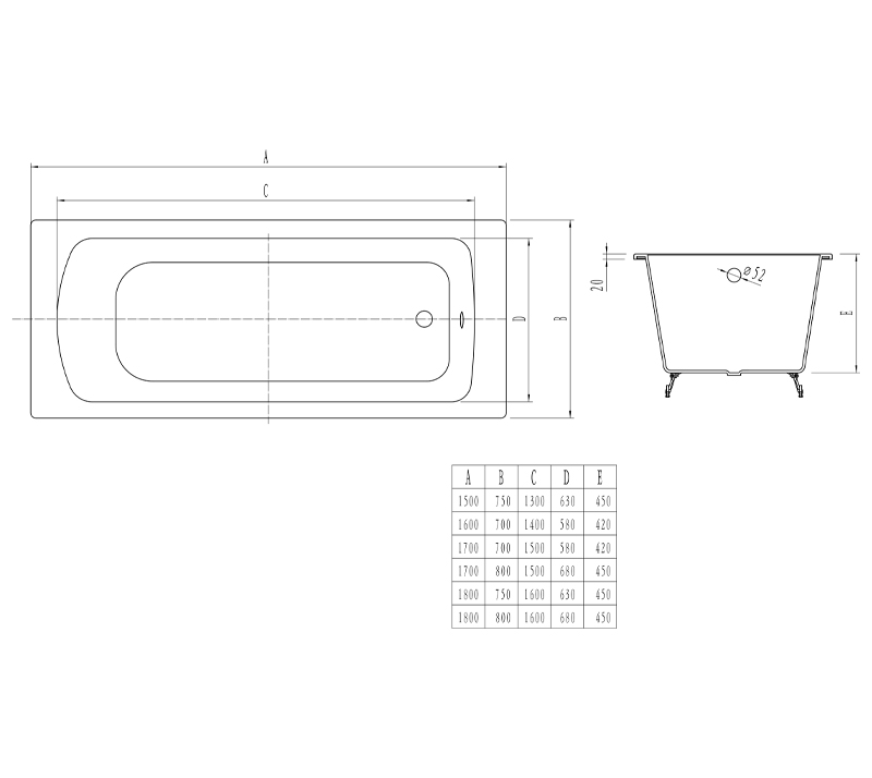 Elite Vacuum casting cast iron bath