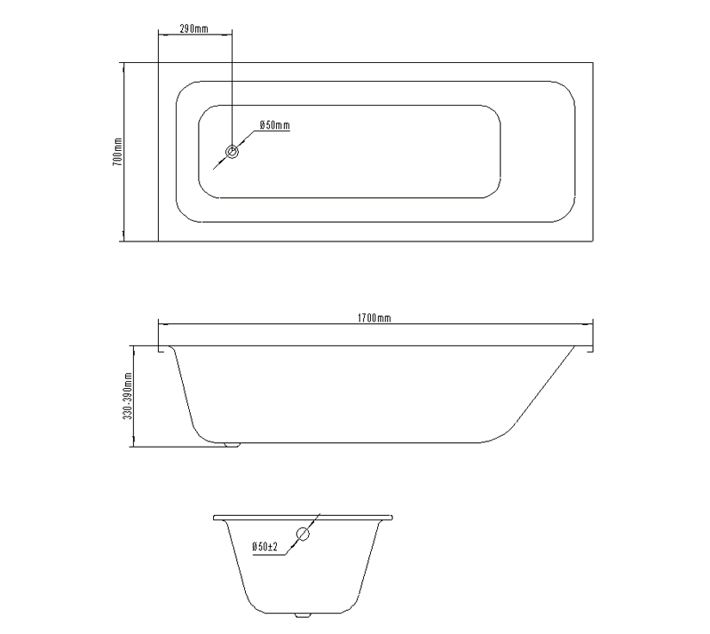 Steel Bathtub YX-1700