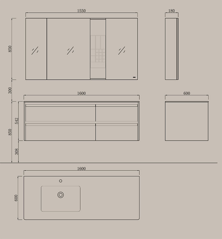 Bathroom Vanity YX30048-1600