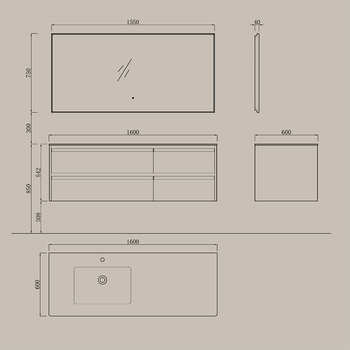 Bathroom Vanity YX30048-1600