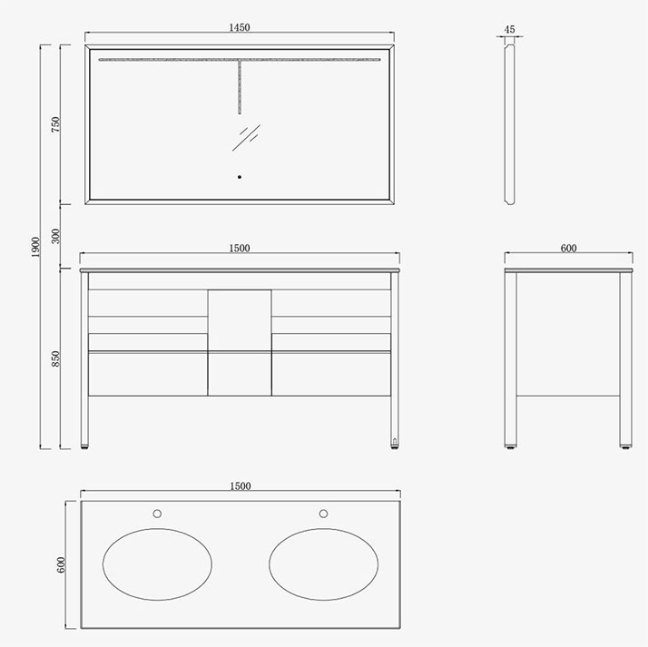 Bathroom Vanity YX7788-1500