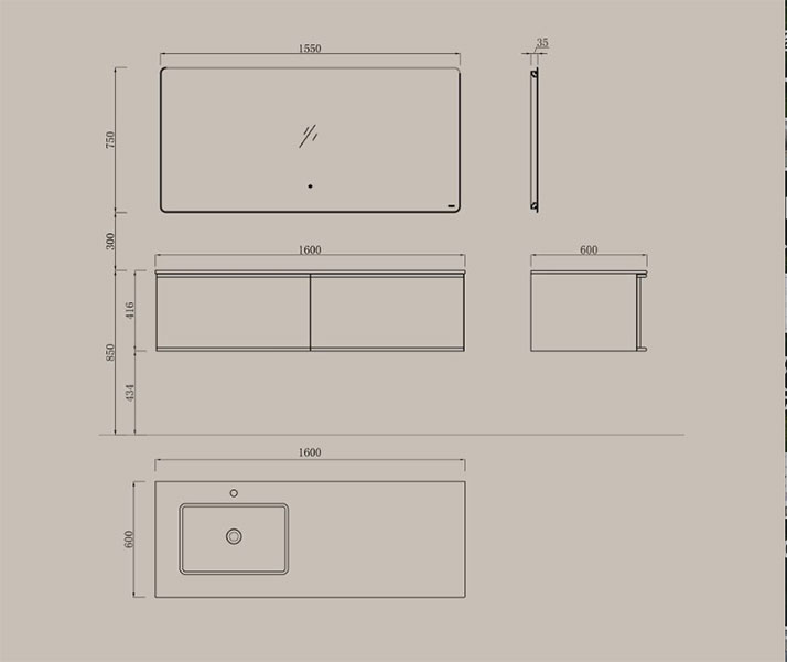 Bathroom Vanity YX51037-1600