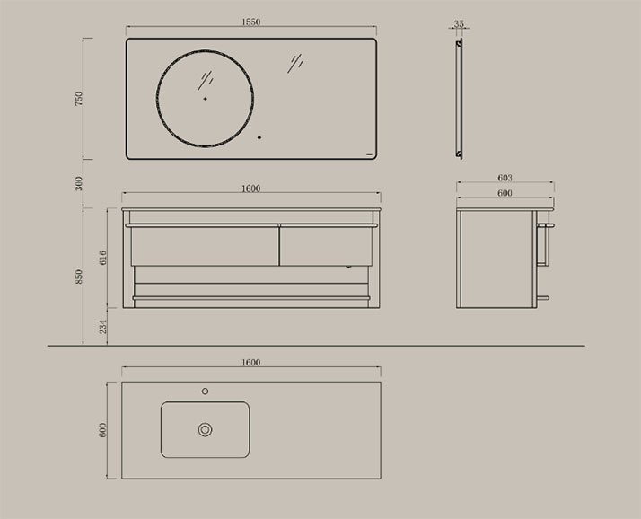 Bathroom Vanity YXF7567-1600