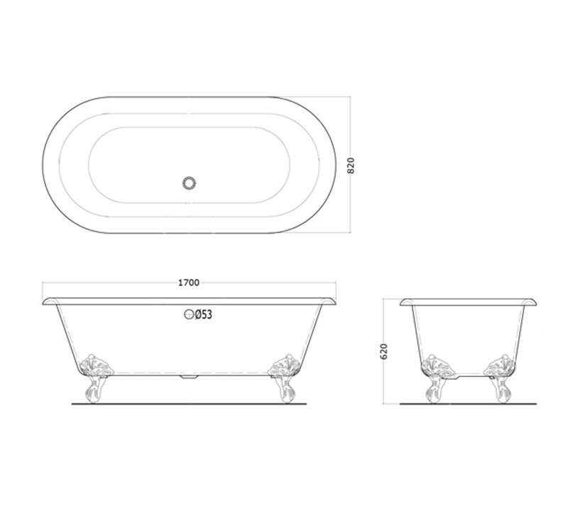 Cast Iron Double ended toll top Bathtub YX-007