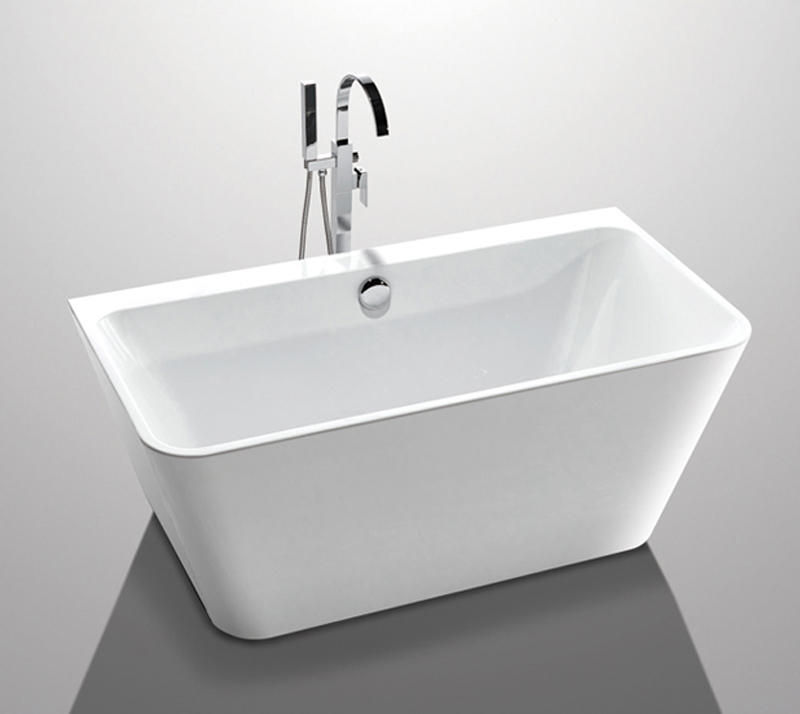Glossy Solid Surface Acrylic Free Standing Bathtub Indoor Square Shaped YX-761K